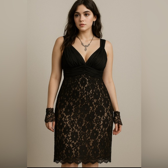 Fairy Grunge / Gothic Romantic Black Lace Sparkly Cocktail Dress –Women’s -8 - Picture 1 of 17